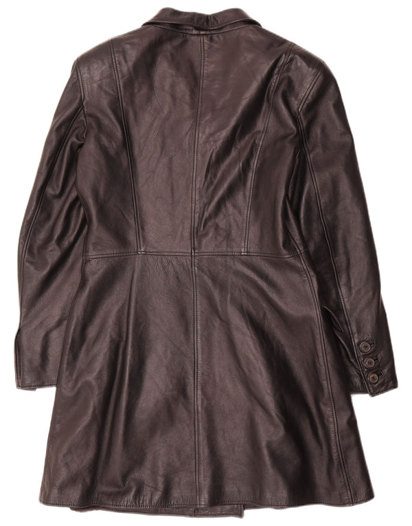 Casaco de couro feminino vintage IT 44 médio preto
