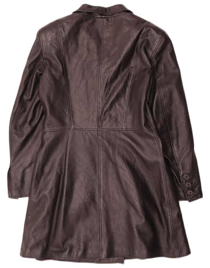 Casaco de couro feminino vintage IT 44 médio preto