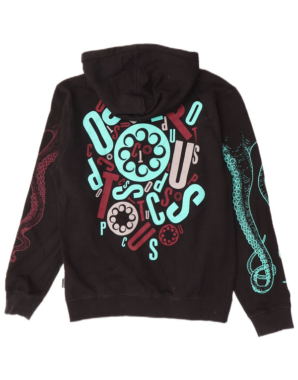 Polvo masculino gráfico moletom com capuz pequeno algodão preto
