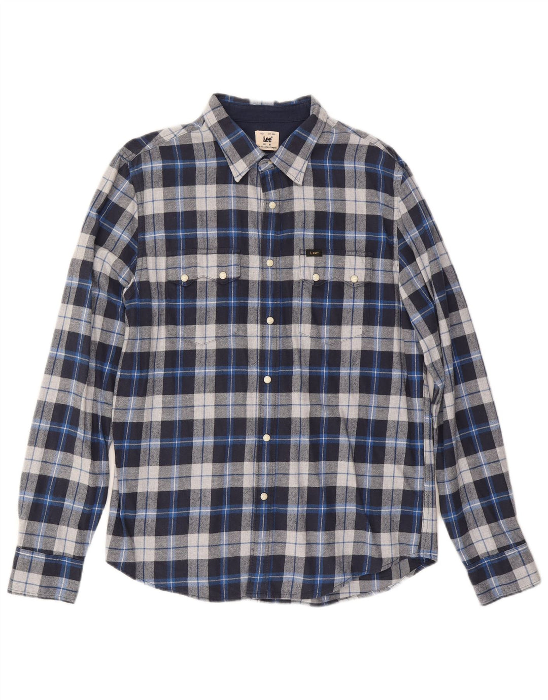 Camisa masculina Lee de flanela de ajuste regular, algodão xadrez azul médio