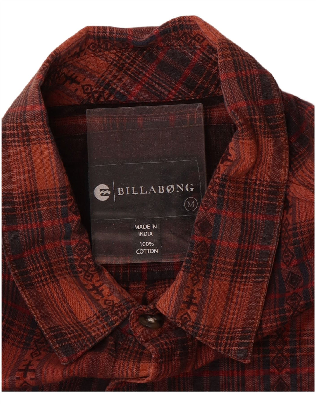 Camisa masculina de flanela BILLABONG de algodão xadrez marrom médio