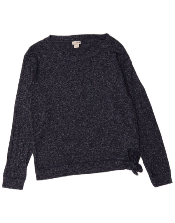 J. Crew moletom feminino jumper UK 10 pequeno azul marinho manchado viscose
