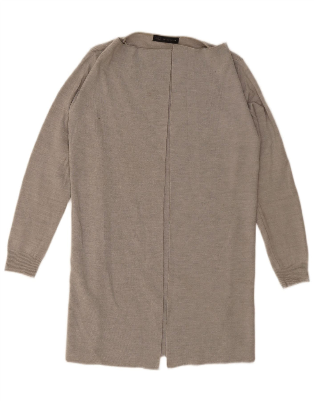 Marks & Spencer Suéter feminino Longline Open Cardigan Reino Unido 10 Pequeno Cinza