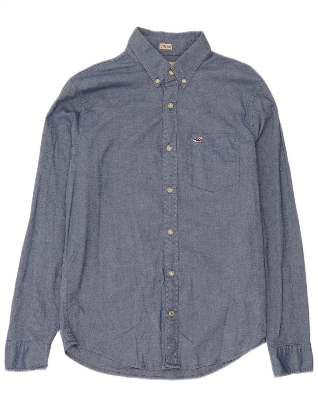 Camisa masculina Hollister pequena azul algodão