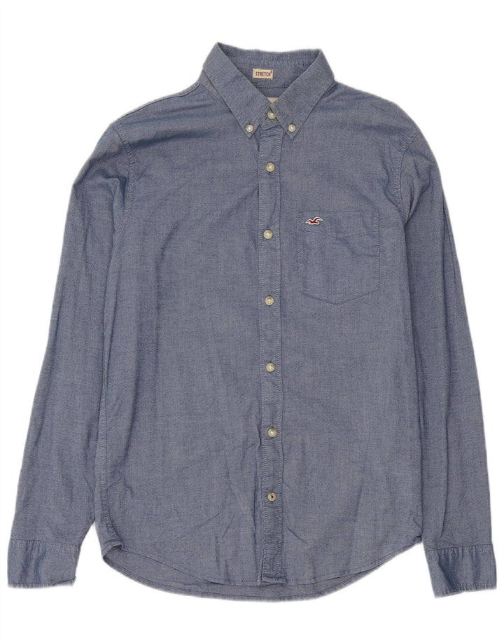 Camisa masculina Hollister pequena azul algodão