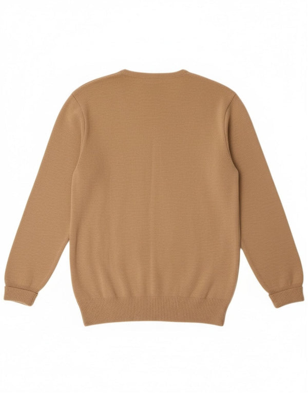 Vintage Mens V-Neck Jumper Sweater IT 54 XL Beige Polyacrylic