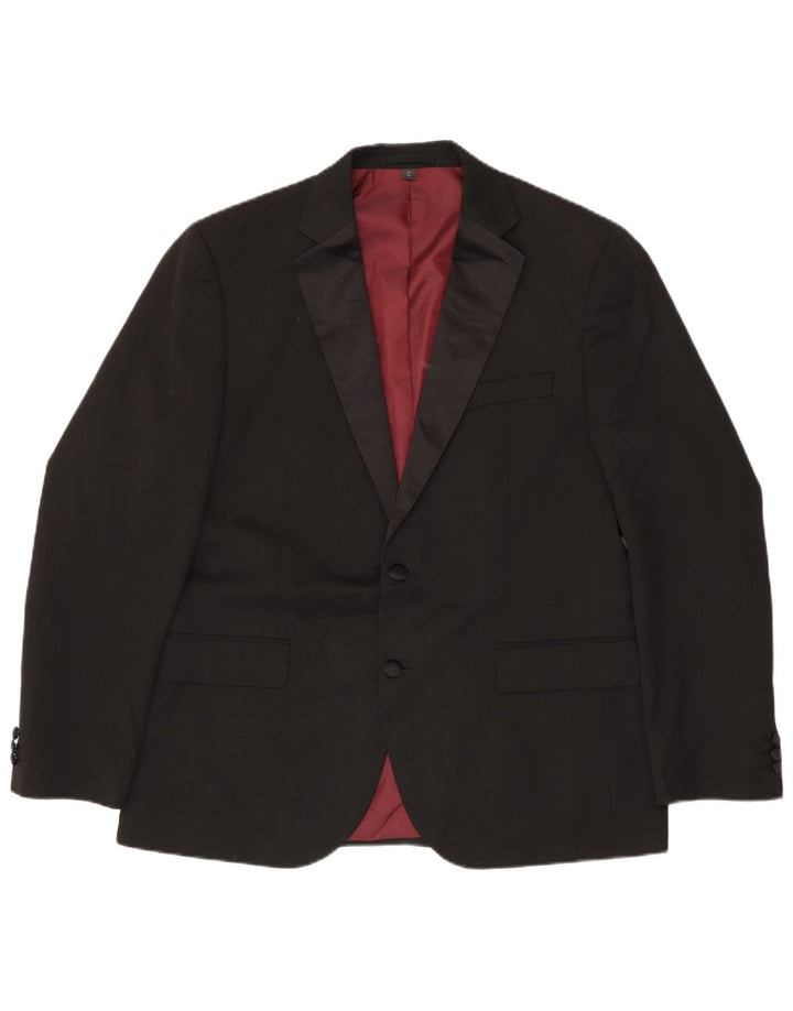Jaqueta blazer masculina de 2 botões Marks & Spencer Reino Unido 42 XL preto poliéster