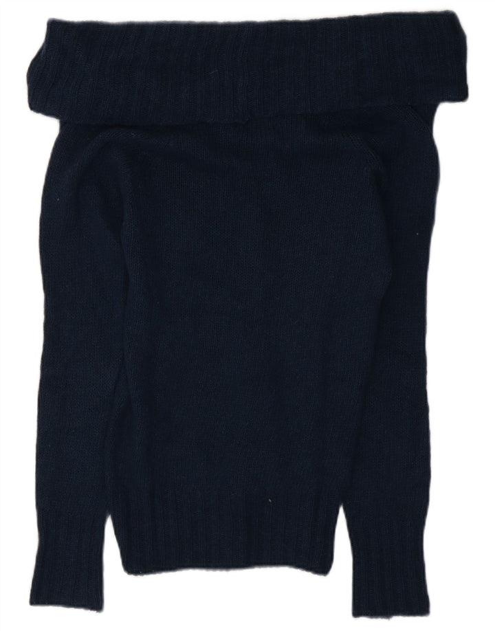 Suéter feminino Massimo Dutti com gola redonda e lã azul marinho pequeno Reino Unido 10