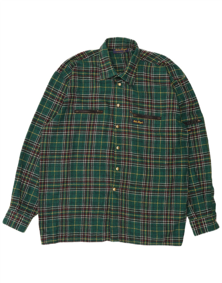 Camiseta masculina vintage de flanela 2XL xadrez verde