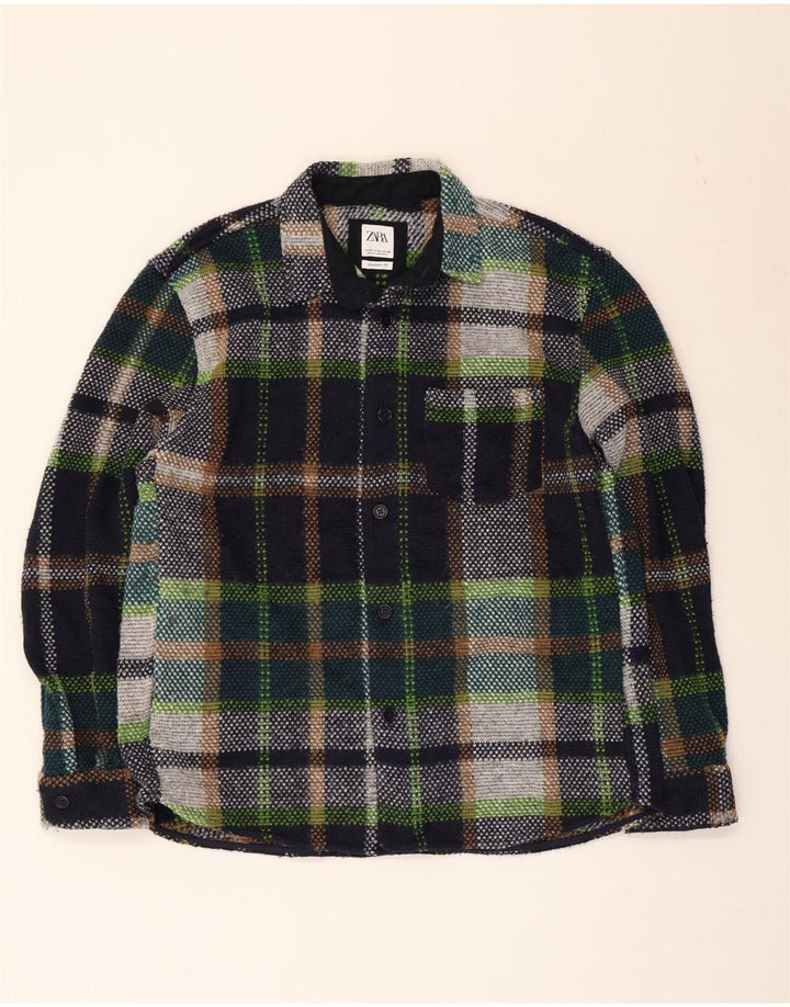 Camisa masculina Zara XL poliéster xadrez multicolorido
