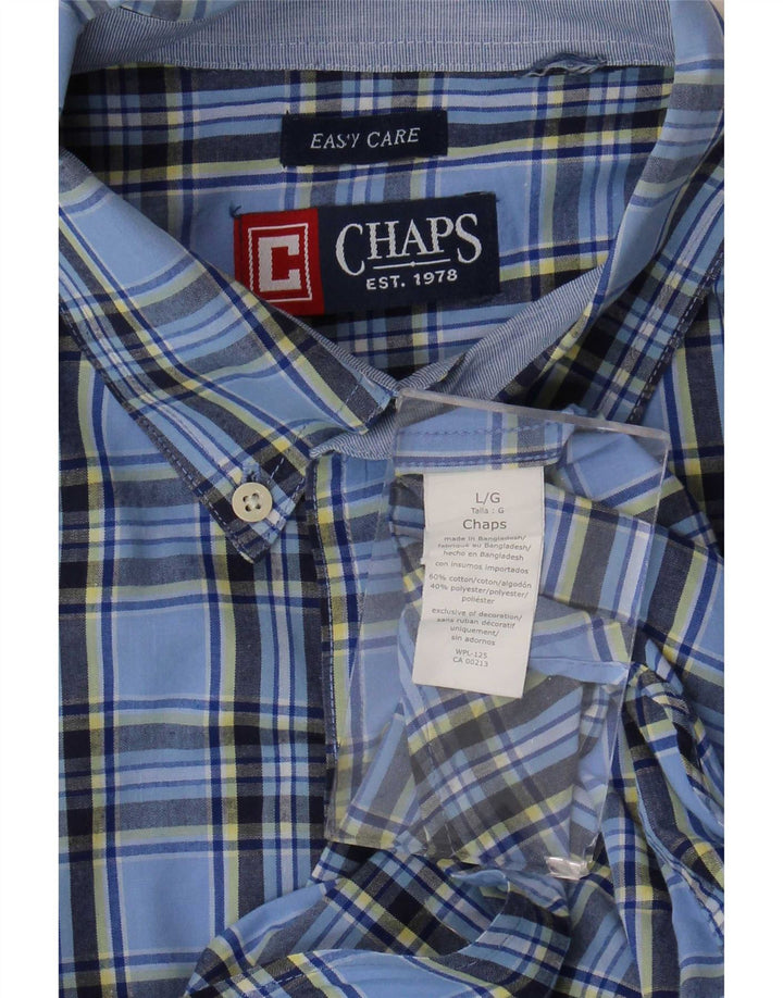 Camisa masculina de manga curta Chaps grande algodão xadrez azul