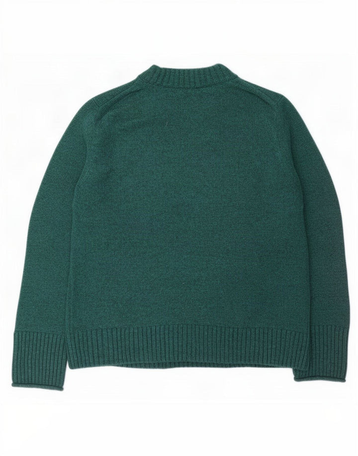 Suéter feminino Jigsaw com gola redonda Reino Unido 14 lã verde médio