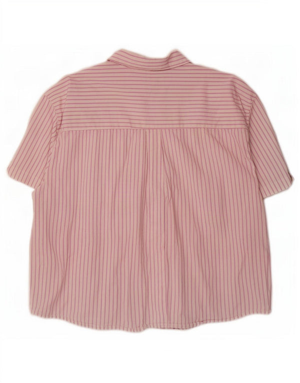Camisa oversized feminina de manga curta Levi's UK 18 XL rosa risca de giz algodão