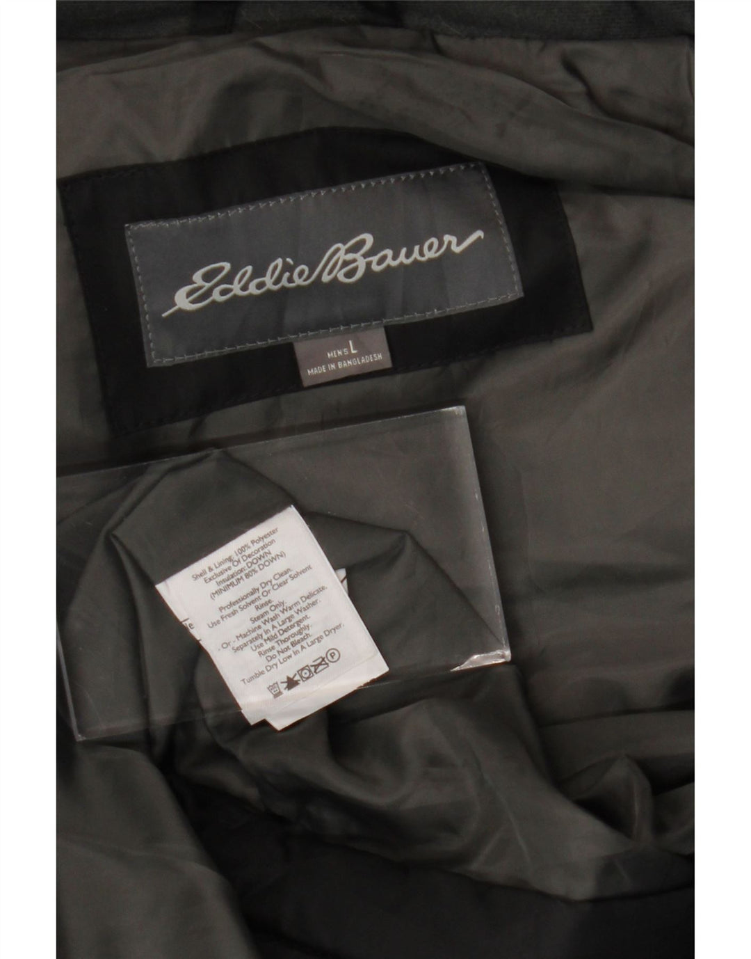 Colete acolchoado masculino EDDIE BAUER UK 40 grande poliéster preto