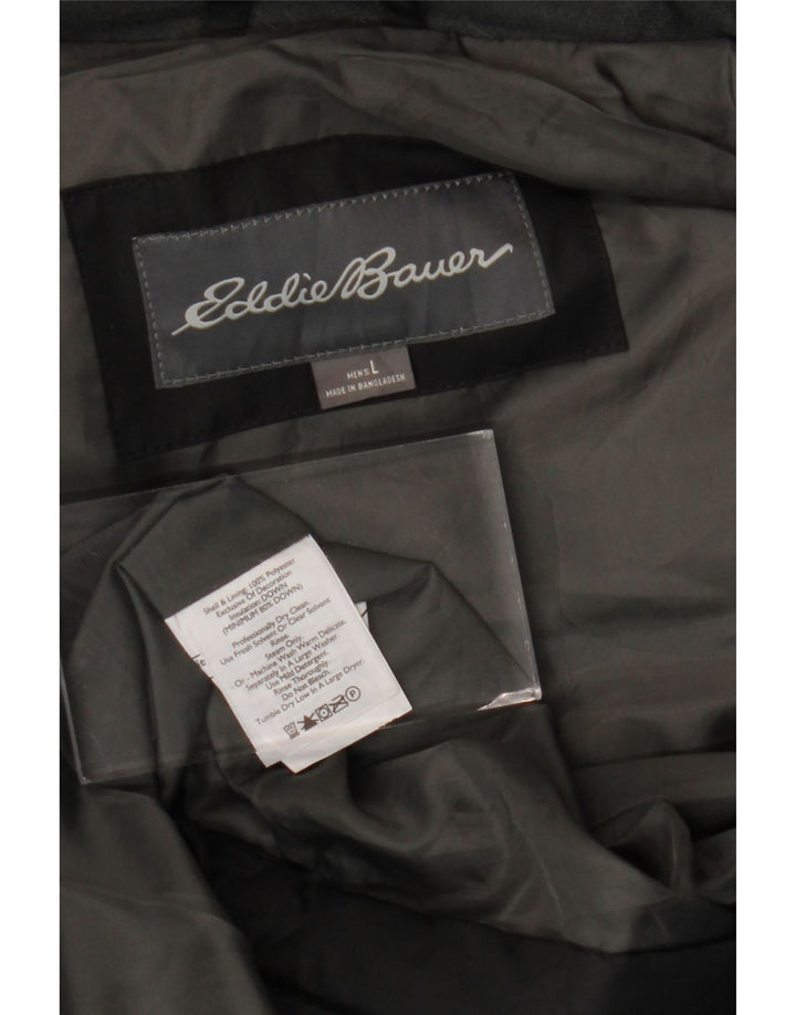 Colete acolchoado masculino EDDIE BAUER UK 40 grande poliéster preto