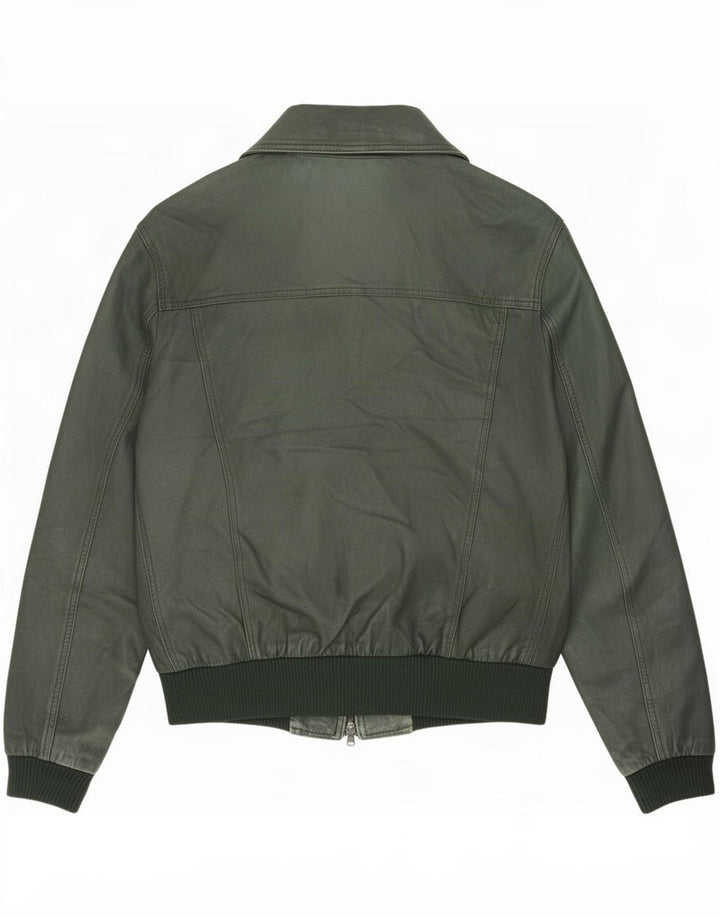 Jaqueta de couro masculina vintage UK 44 2XL verde