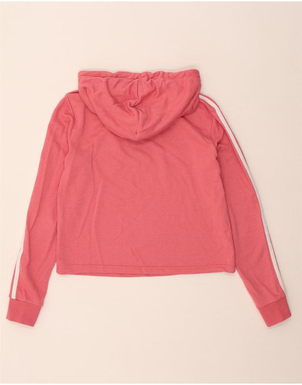 Adidas Womens Crop Hoodie Jumper Reino Unido 8/10 Pequeno Algodão Rosa