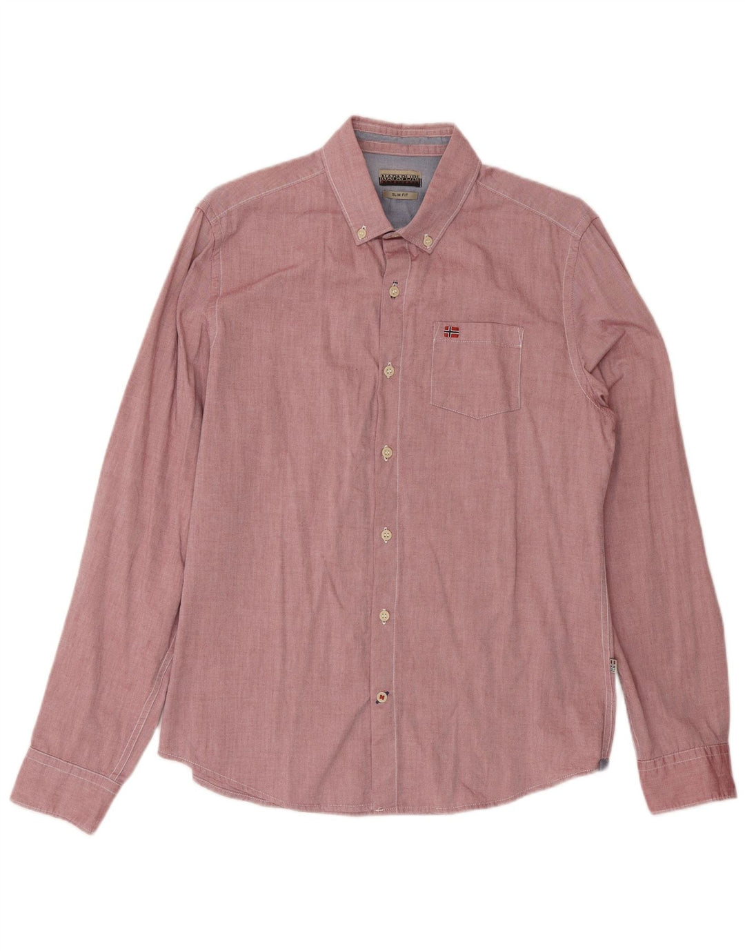 Camisa Slim Fit Masculina Napapijri Grande Rosa