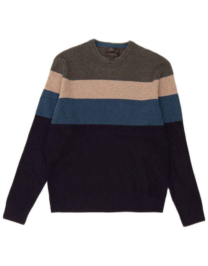Suéter masculino Marks & Spencer com gola redonda, médio multicolorido