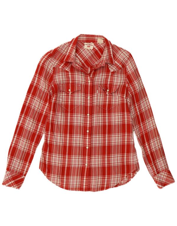 Camisa feminina Levi's Western Tailored Fit flanela UK 4 XS algodão xadrez vermelho