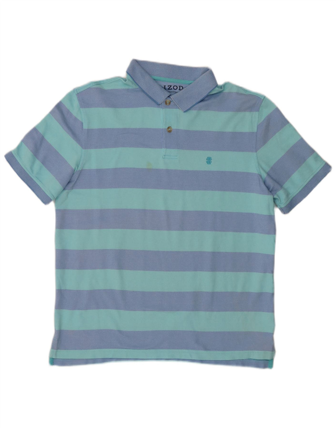 Camisa polo masculina Izod grande algodão listrado azul