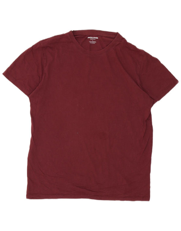 Camiseta masculina Jack & Jones grande algodão Borgonha