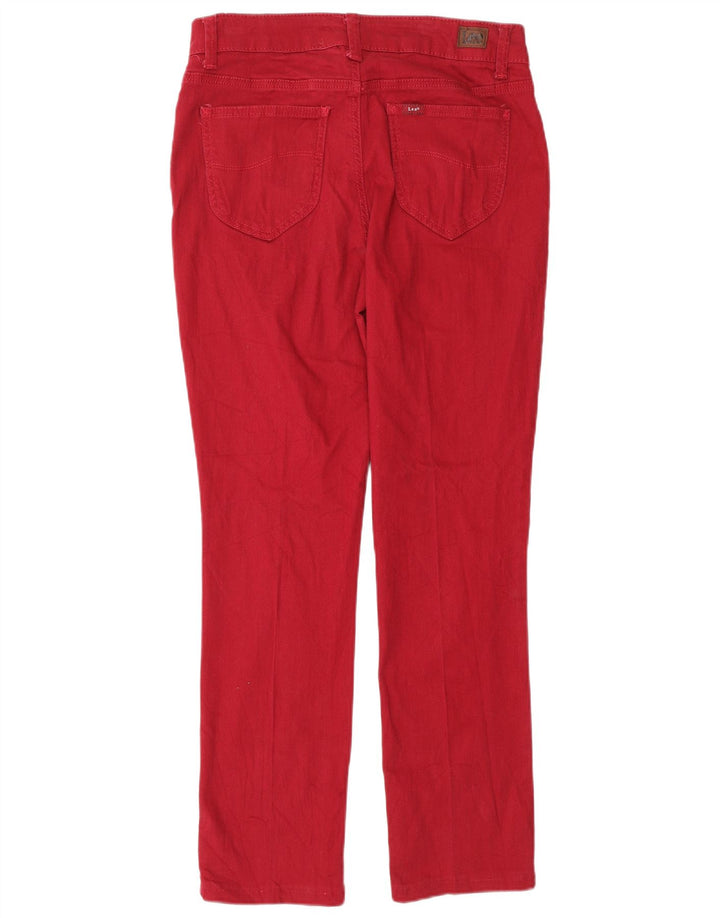 Calça jeans feminina LEE cintura média regular ajuste reto EUA 6 médio W30 L28 vermelho