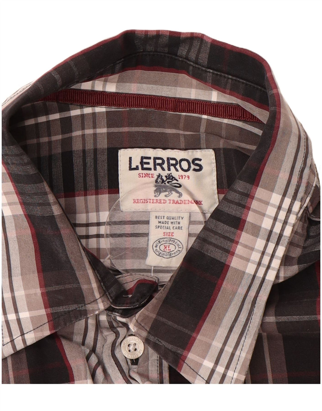 Camisa masculina LERROS XL cinza xadrez algodão