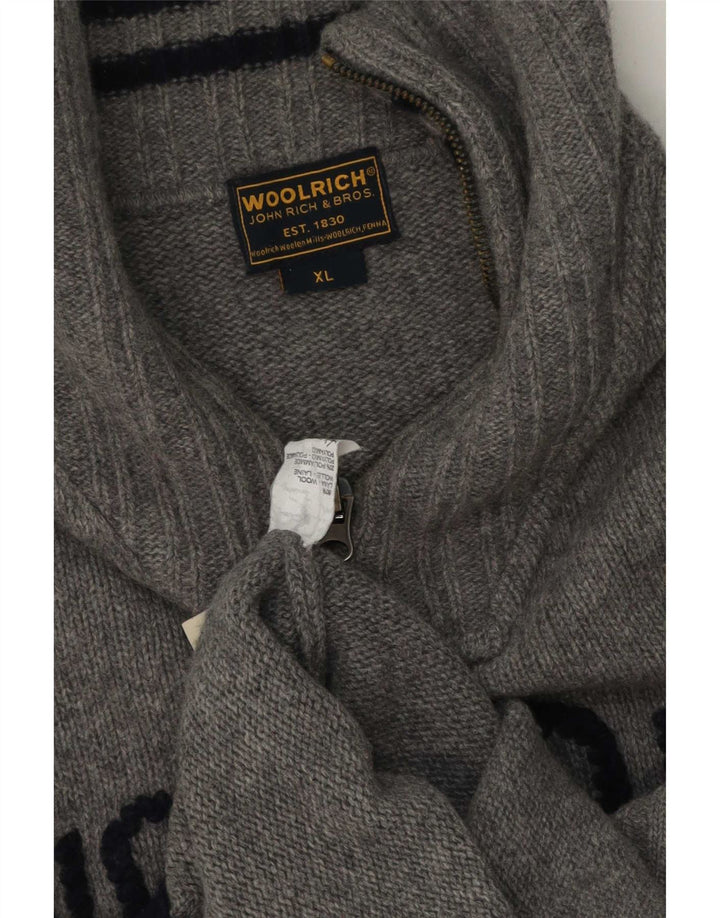 Suéter masculino Woolrich com zíper e gola redonda XL lã cinza