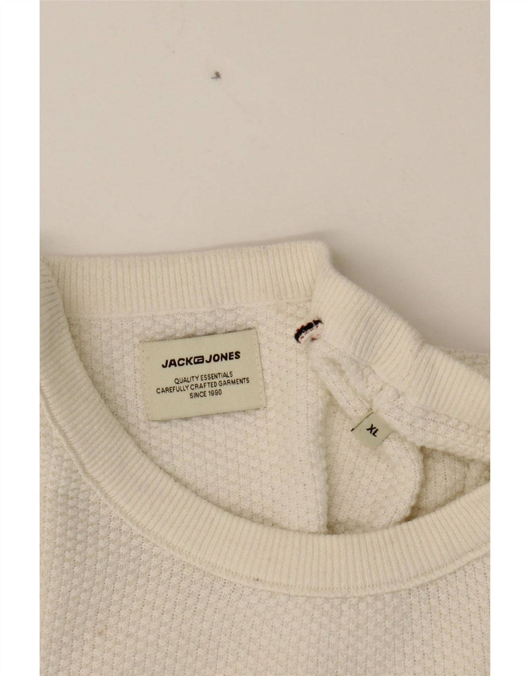 JACK & JONES Mens Crew Neck Jumper Sweater XL Off White Cotton Vintage Jack & Jones and Second-Hand Jack & Jones from Messina Hembry 
