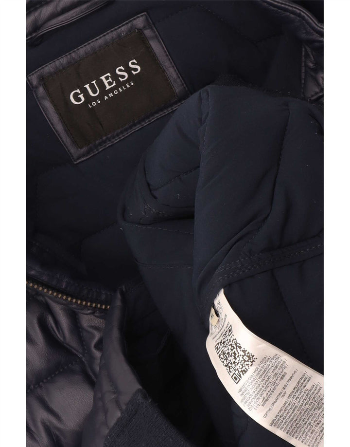 Jaqueta acolchoada masculina Guess UK 42 XL azul marinho poliéster