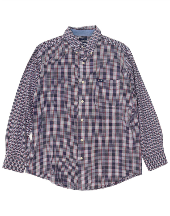 Camisa masculina Chaps de algodão guingão azul médio