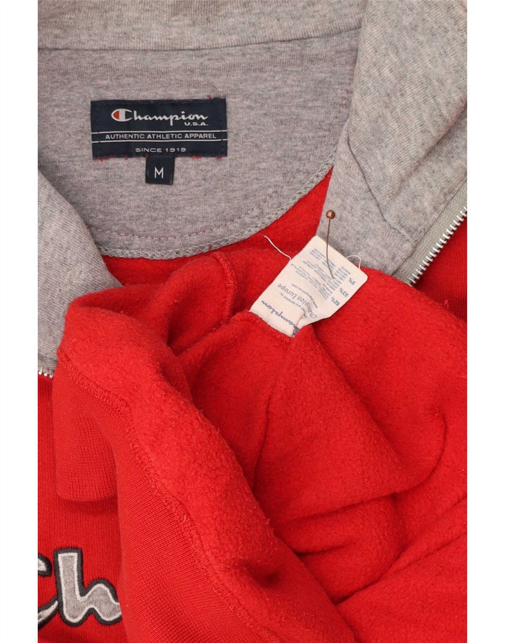 Champion moletom masculino oversized gráfico com zíper e gola média vermelho