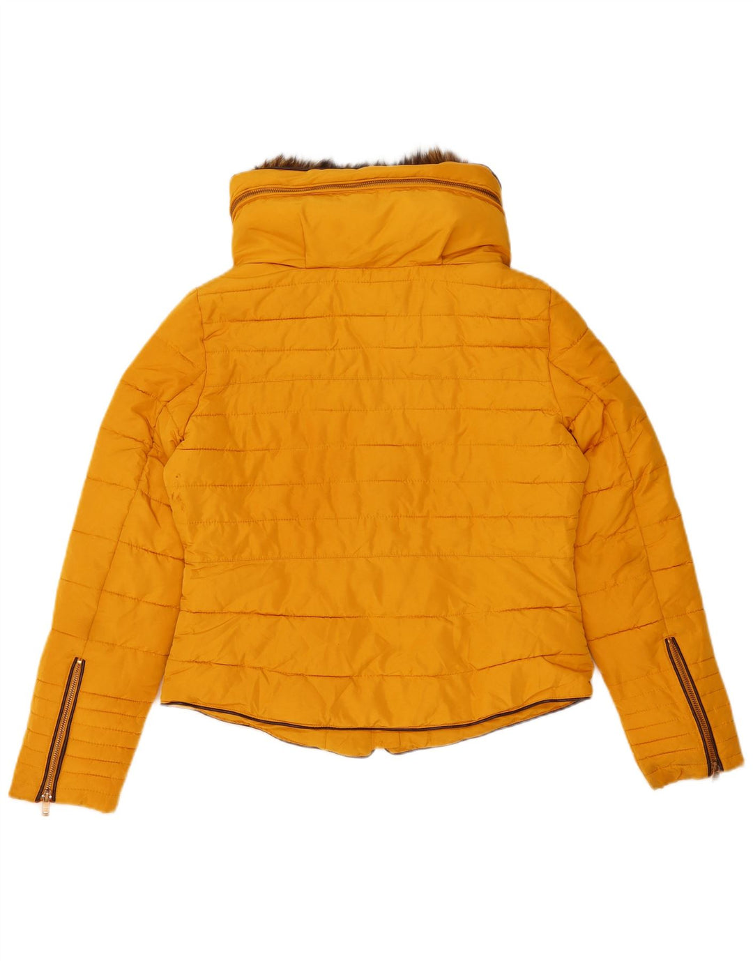 Jaqueta acolchoada com capuz feminina Zara UK 16 grande amarelo