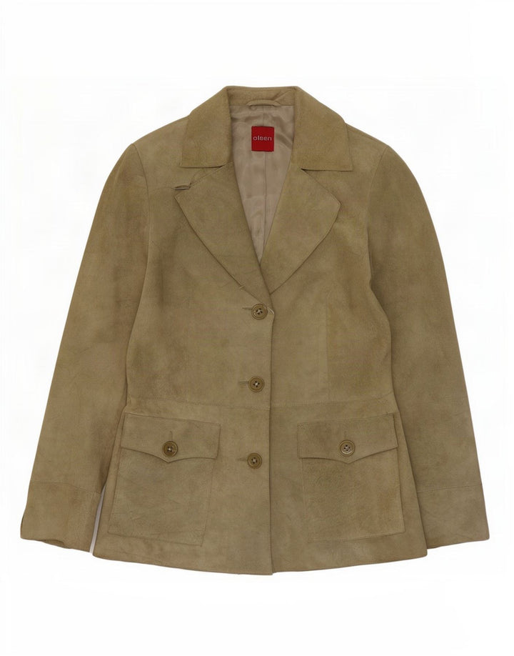 Jaqueta Blazer Feminina Olsen com 3 Botões em Camurça Reino Unido 8 Pequeno Acetato Verde