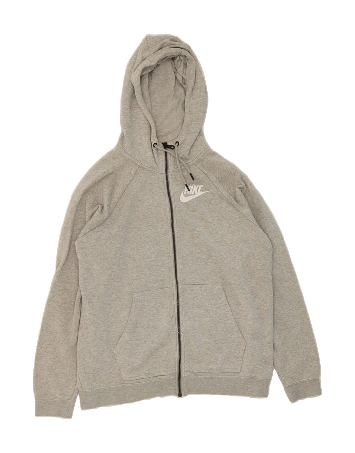 NIKE Womens Zip Hoodie Sweater UK 16 Large Grey Cotton Vintage Nike and Second-Hand Nike from Messina Hembry 
