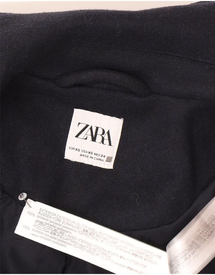 Zara Womens Crop Bomber Jacket UK 6 XS Azul Marinho Poliéster