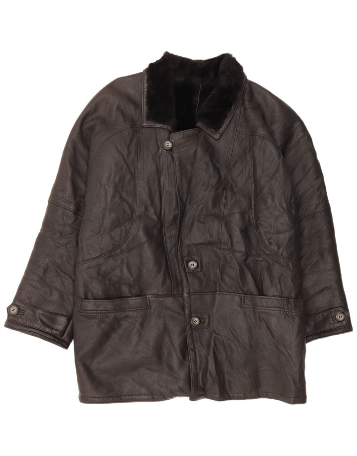 Sobretudo masculino VINTAGE Shearling IT 52 XL preto shearling