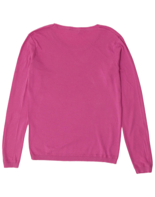 Suéter feminino Benetton com gola canoa UK 18 XL algodão rosa