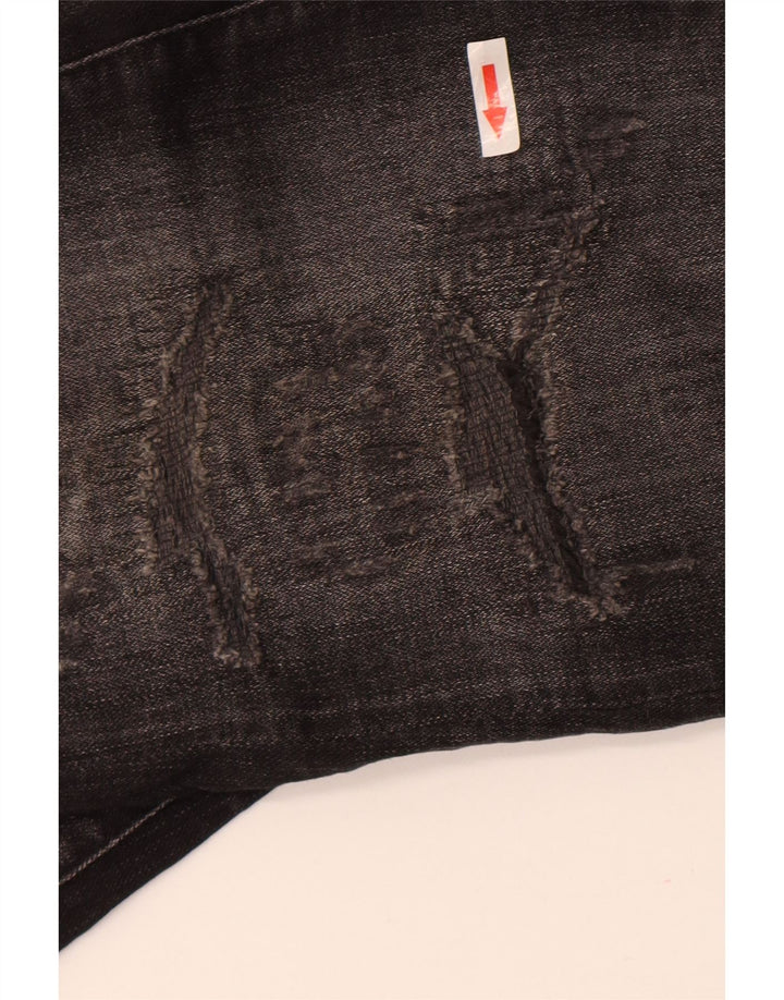 Jack & Jones Mens GLENN Distressed Slim Jeans W33 L32 Algodão Preto
