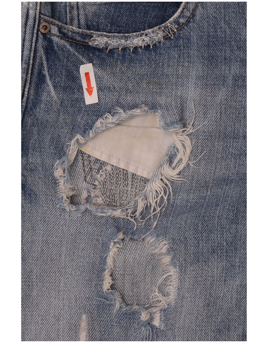 Zara Shorts jeans feminino desgastado UE 38 pequeno W28 azul