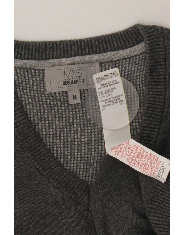 Regata masculina de ajuste regular Marks & Spencer de algodão cinza médio