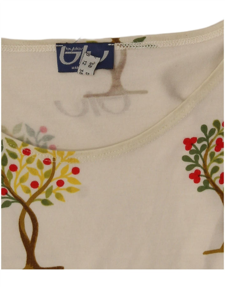 Top colete feminino Byblos com estampa gráfica UK 12 médio branco floral