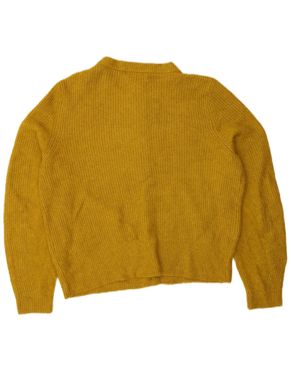 Suéter cardigã feminino Marks & Spencer Reino Unido 16 grande acrílico amarelo