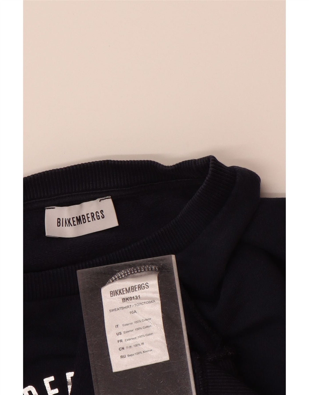 Moletom gráfico masculino BIKKEMBERGS 15-16 anos algodão azul marinho