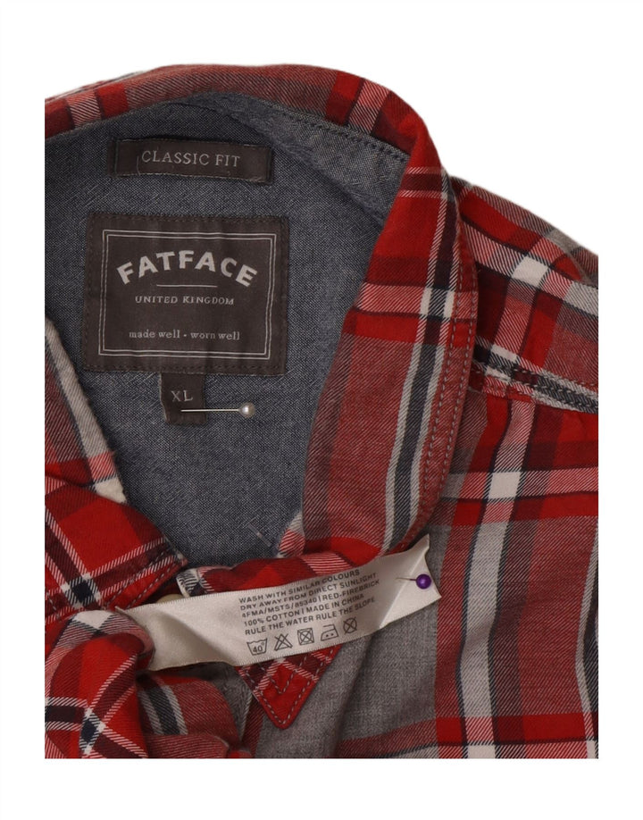 Fat Face Mens Classic Fit Camisa XL Cinza Xadrez Algodão