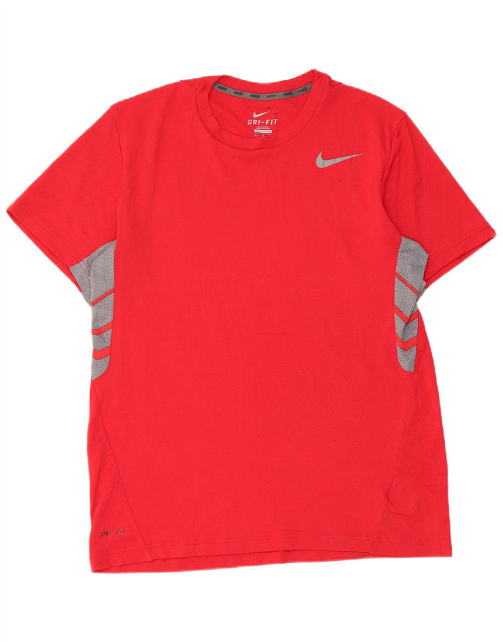 Camiseta masculina Nike Dri Fit Top grande poliéster colorblock vermelho