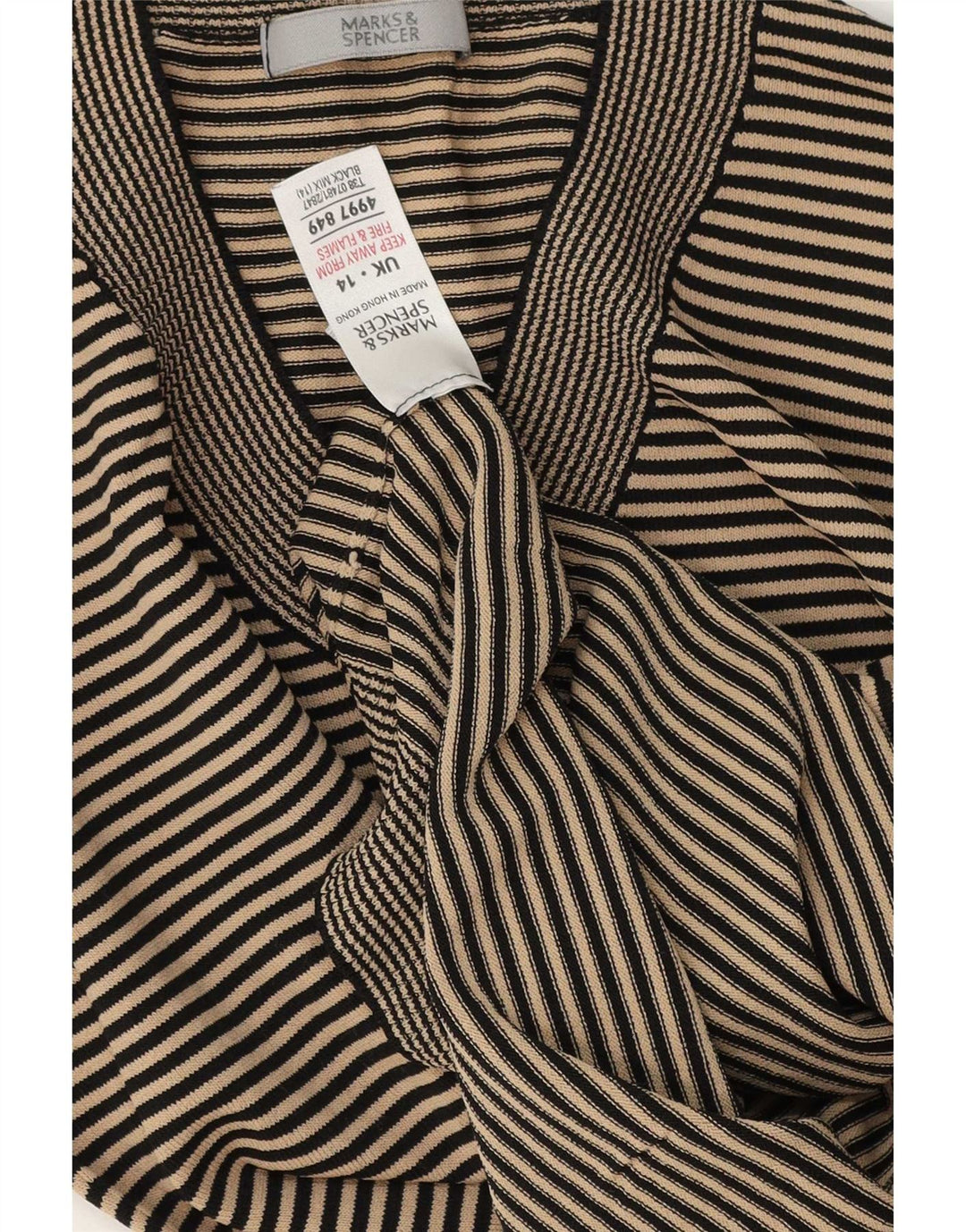 Camiseta feminina Marks & Spencer UK 14 média preta listrada viscose