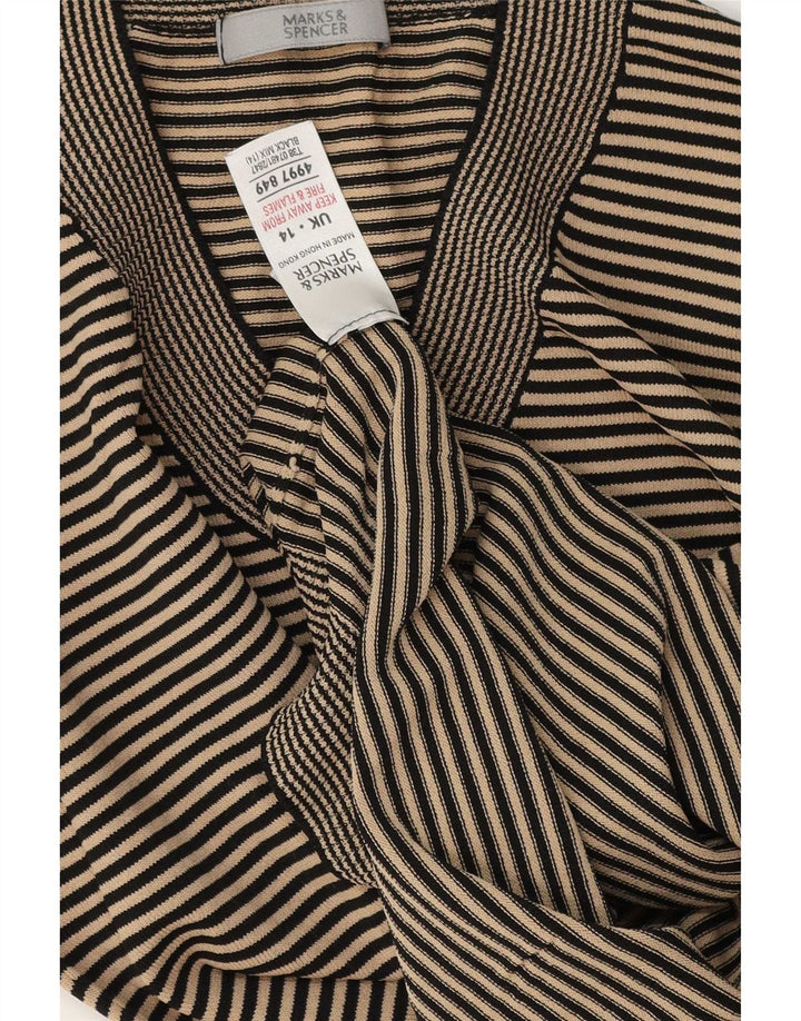 Camiseta feminina Marks & Spencer UK 14 média preta listrada viscose
