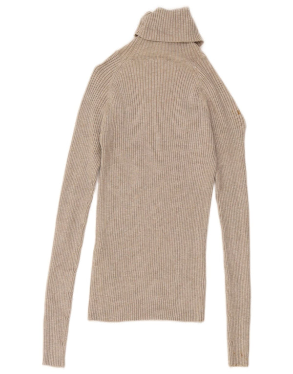 Top feminino Zara manga comprida UK 8 pequeno viscose cinza